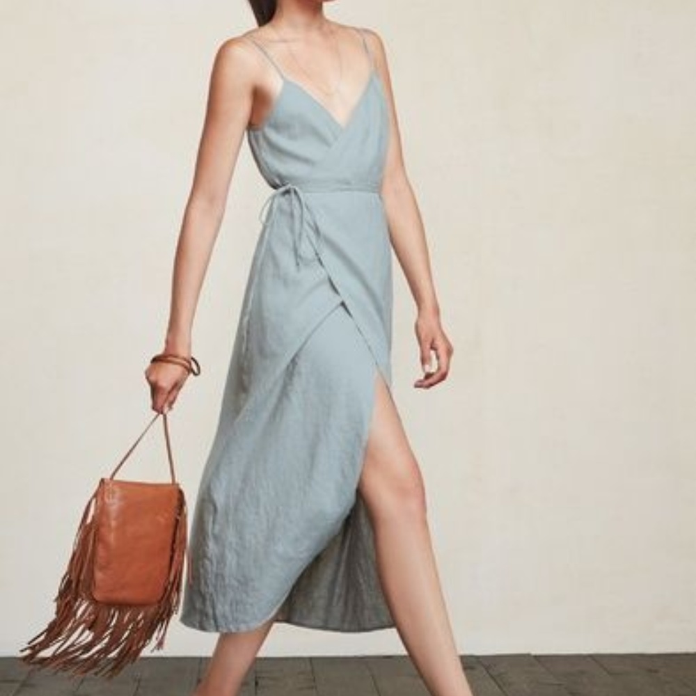 Reformation linen wrap dress